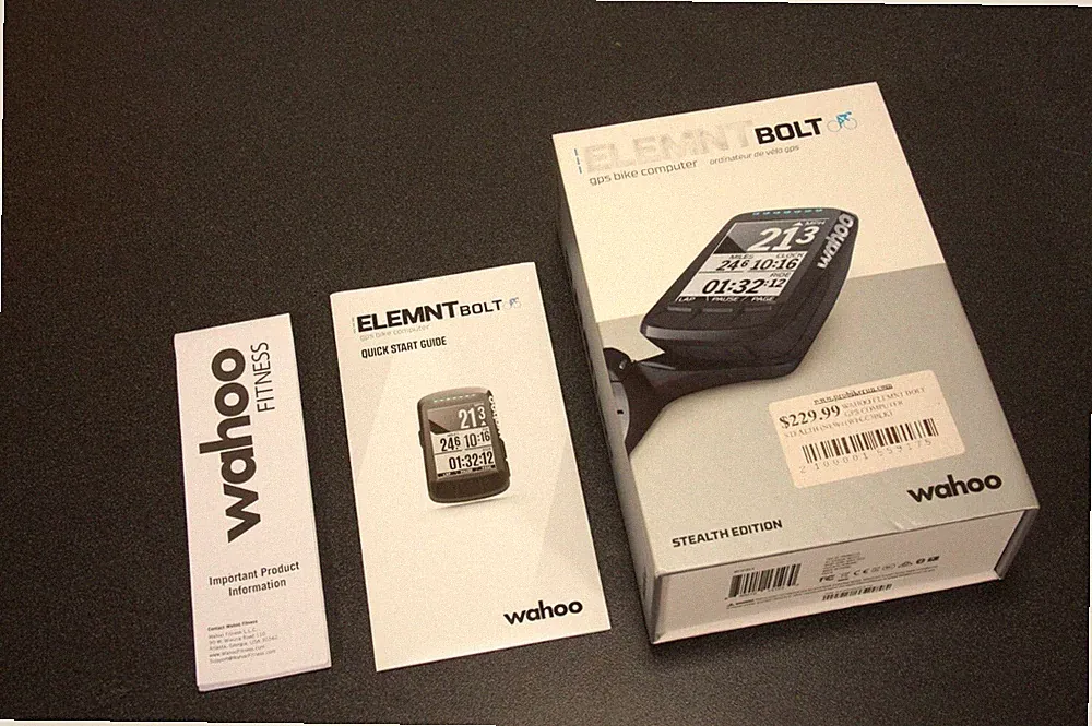 Wahoo Elemnt Bolt Empty Box and Quick Start Guide ONLY, NO GPS INCLUDED